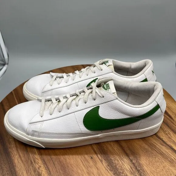 Nike Blazer Low Leather Shoes White Forest Green CI6377-108 Mens Size 14