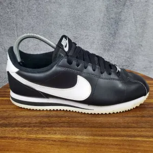 Nike Cortez Shoes Men's 7 Black White Basic Leather Low Top Athletic Sneakers