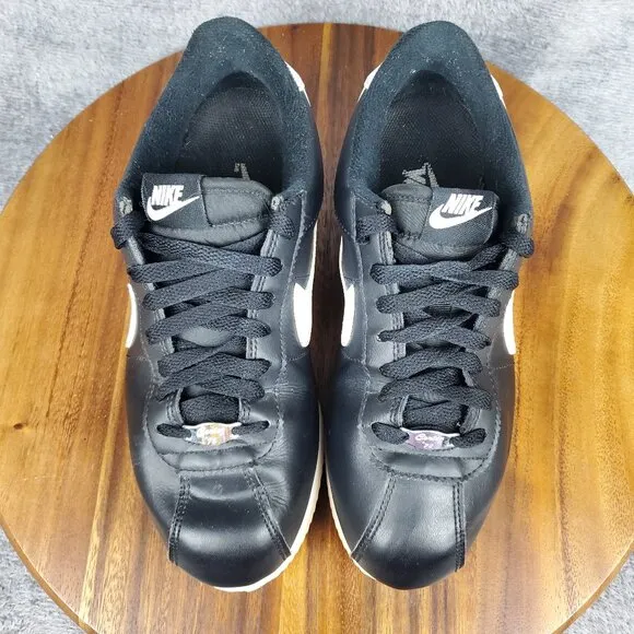Nike Cortez Shoes Men's 7 Black White Basic Leather Low Top Athletic Sneakers