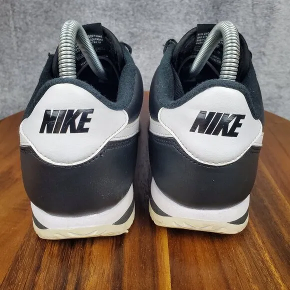 Nike Cortez Shoes Men's 7 Black White Basic Leather Low Top Athletic Sneakers