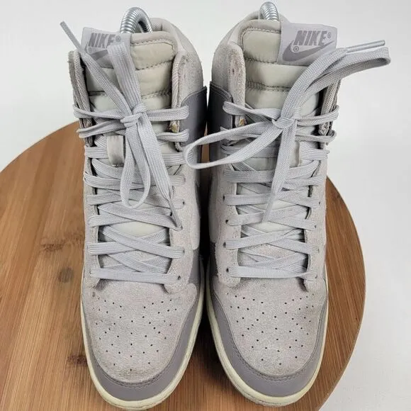 NIKE Dunk Sky High Hidden Wedge Heel Cannon Gray Shoes Women's US 7.5 528899-005