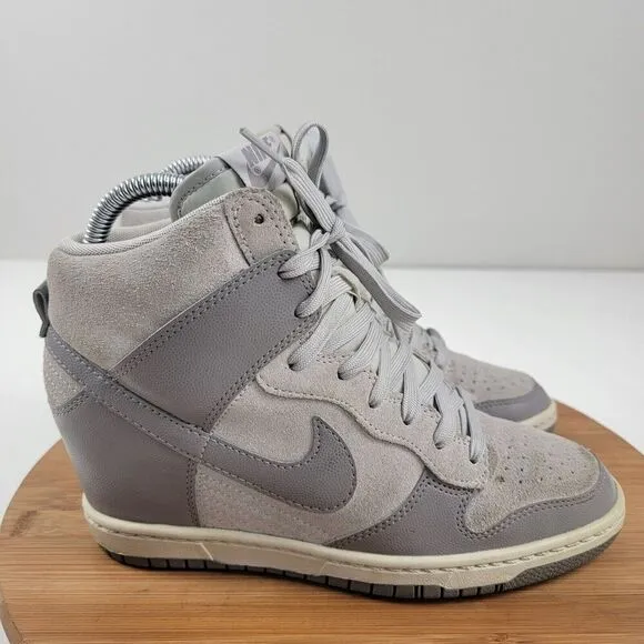 NIKE Dunk Sky High Hidden Wedge Heel Cannon Gray Shoes Women's US 7.5 528899-005