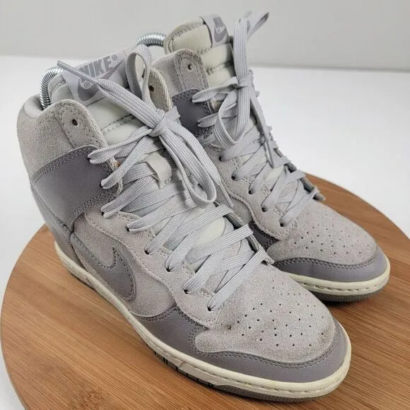 NIKE Dunk Sky High Hidden Wedge Heel Cannon Gray Shoes Women's US 7.5 528899-005
