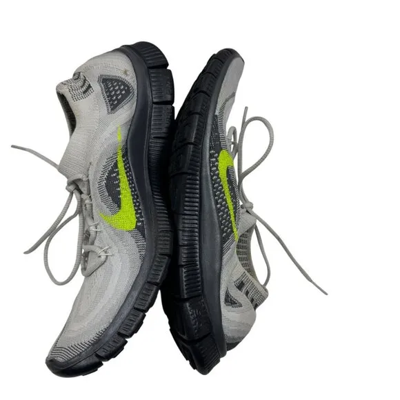 Nike Free Flyknit Pure Platinum Volt-Wolf Grey Minimal Running Shoes Men's SZ 9