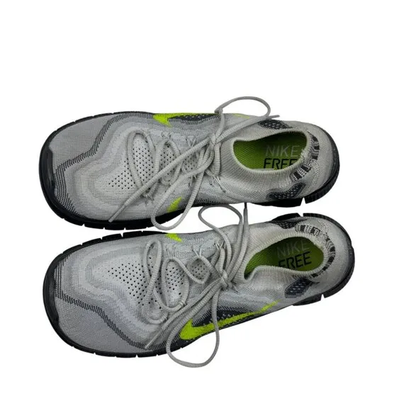 Nike Free Flyknit Pure Platinum Volt-Wolf Grey Minimal Running Shoes Men's SZ 9