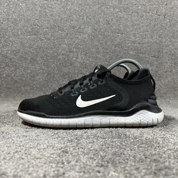 Nike Free RN 2018 Black White Athletic Running Shoes 942837 001 Womens Size 9