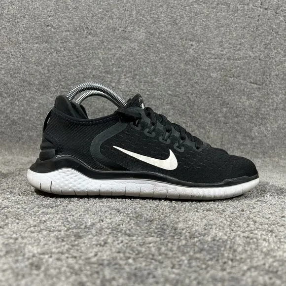 Nike Free RN 2018 Black White Athletic Running Shoes 942837 001 Womens Size 9