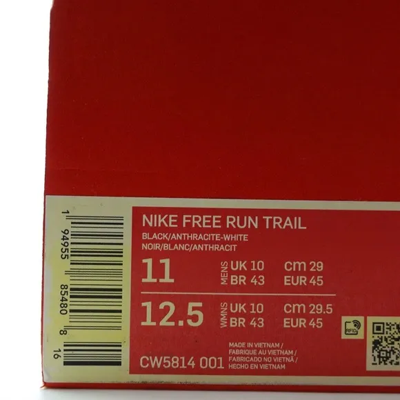 Nike Free Run Trail Running Shoes Black Anthracite White CW5814-001 Mens Size 11