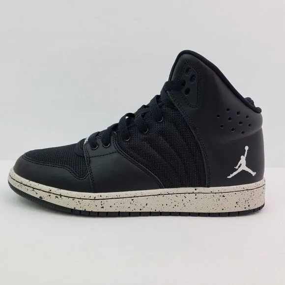 Nike Jordan 1 Flight 4 Prem BG Boys Sz 7Y Womens Sz 8.5 Black Pure Platinum Shoe