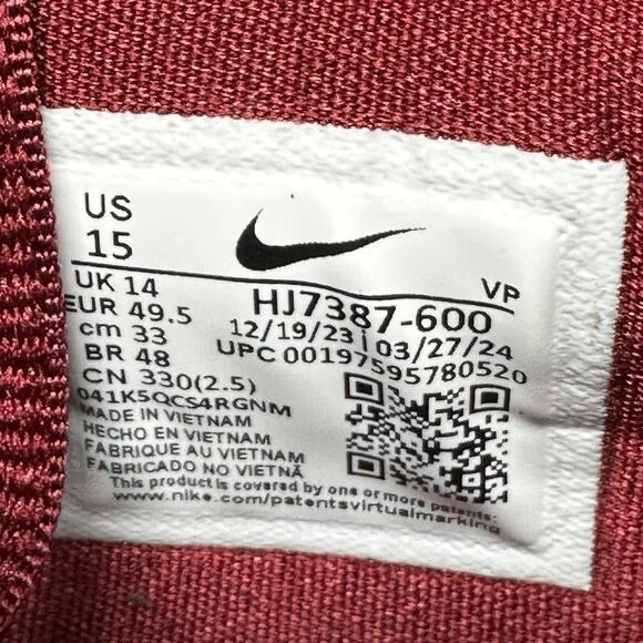 Nike KD 17 TB Basketball Shoes Mens Size 15 Team Red White HJ7387-600