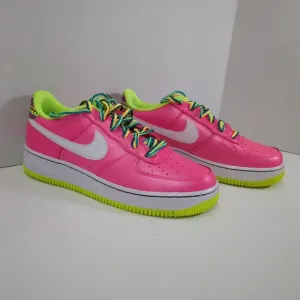 Nike Kids Air Force 1 Pink Blast Volt Sneakers , Size 6.5Y