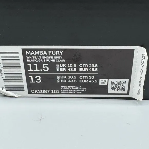 Nike Mamba Fury Basketball Shoes CK2087-101 Men's Sz 11.5
