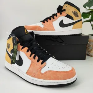 Nike Men's Air Jordan 1 Mid Flight Club Magic Ember Sundial Shoes Size 12