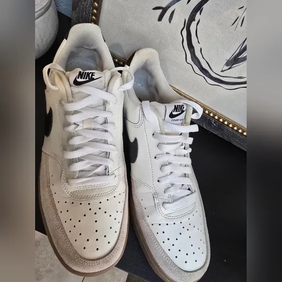 Nike Men's Court Vision Ivory Cream Sneakers 10.5