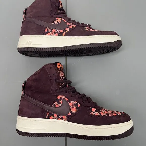 Nike Nike Air Force 1 Liberty High Women 7.5 706653-600 Deep Burgundy Polka Dot