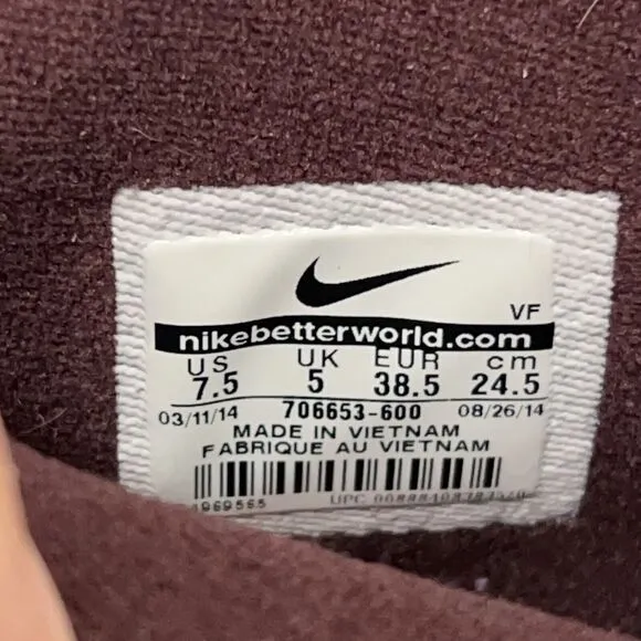 Nike Nike Air Force 1 Liberty High Women 7.5 706653-600 Deep Burgundy Polka Dot