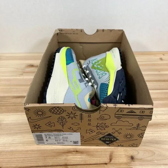 Nike Pegasus Trail 4 Gore-Tex GTX Waterproof Trail Running shoes Womens 7.5 Blue