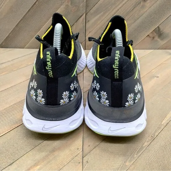 Nike React Flyknit Run Daisy Running Sneakers Mens Size 10.5 Grey Yellow‎ Black