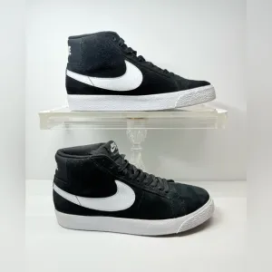 Nike SB BLAZER MID, SUEDE Men's Black and White High-Top Sneakers,