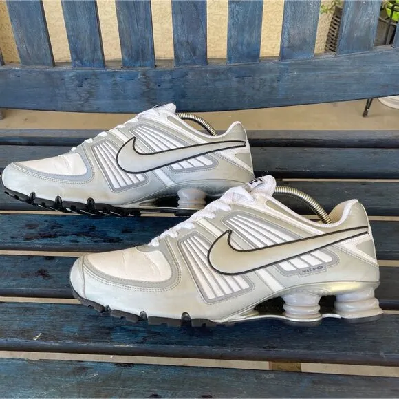 Nike Shox Turbo XI SL Mens Sneakers 11.5 White/Metallic Silver-Black 414941-100