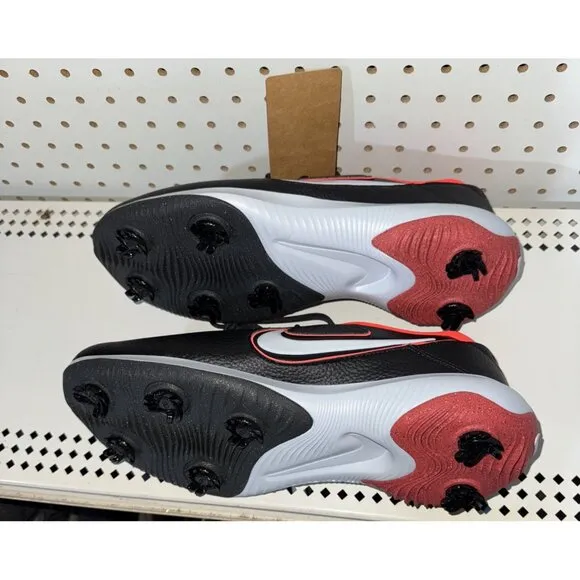 Nike Victory Pro 3 Mens Leather Golf Shoes Spikes Size 10.5 Black Red White