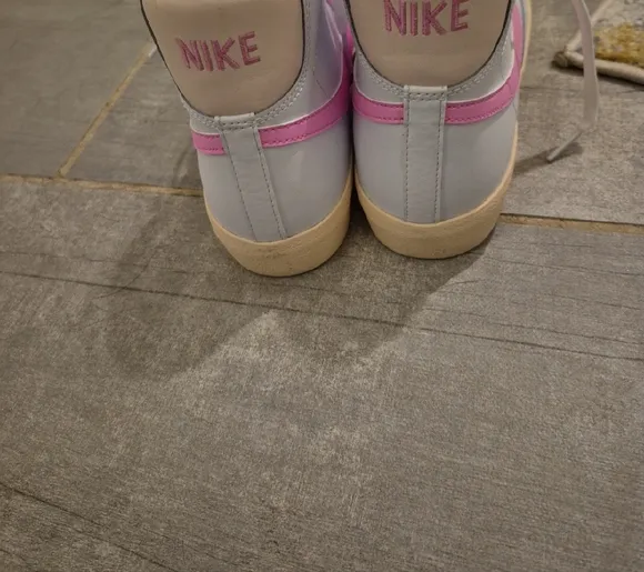 Nike Women's White and Pink High-Top Sneakers