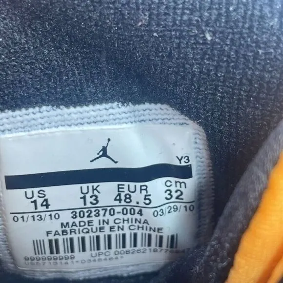 Nike Air Jordan‎ Retro IX 9 Black Citrus 302370-004 Size 14