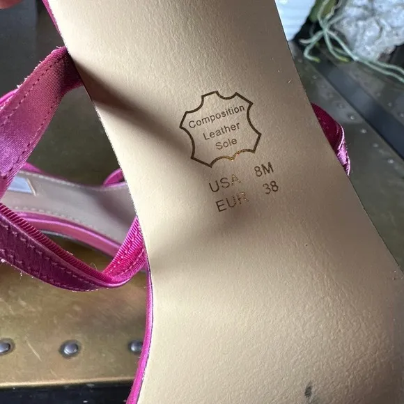 Nina Womens Strappy Heeled Sandal Block Heel Wedding Bridal Barbie Pink Satin 8