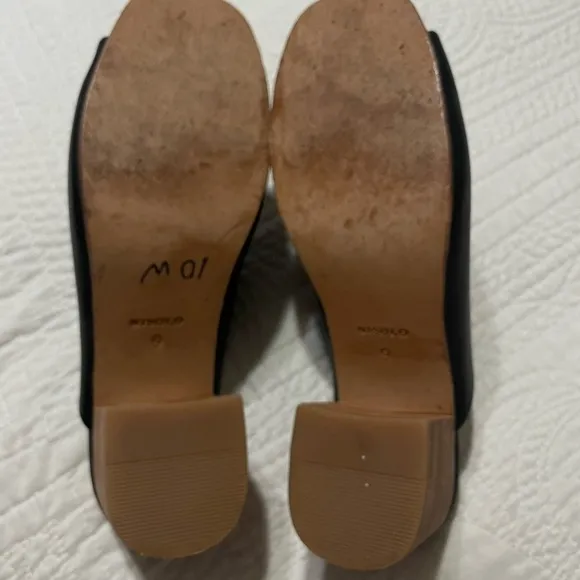 Nisolo Women’s Black Leather Upper &amp; Sole Open Toe Mule Heel Shoes Size 9