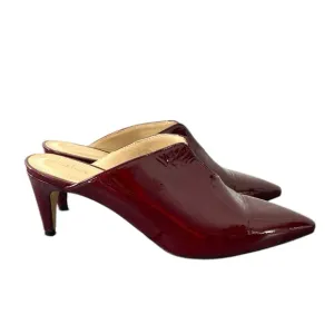 Nordstrom Mules Heels Womens 40 8.5 Oxblood Red Patent Leather Pointed Toe Shoes