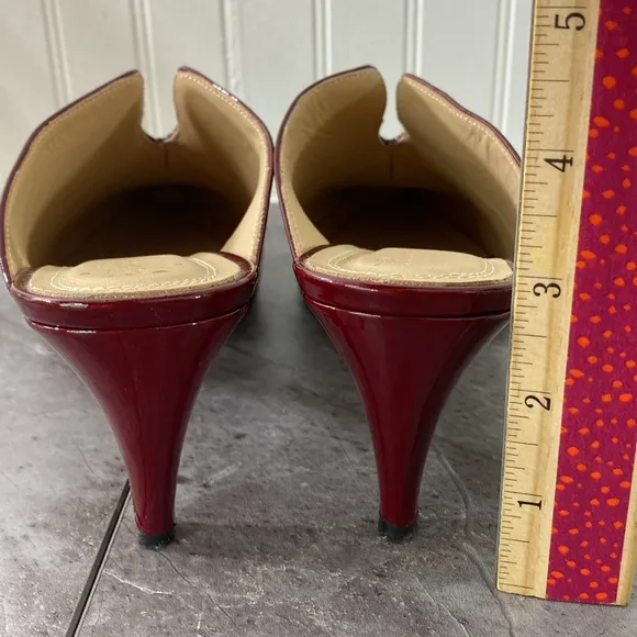 Nordstrom Mules Heels Womens 40 8.5 Oxblood Red Patent Leather Pointed Toe Shoes