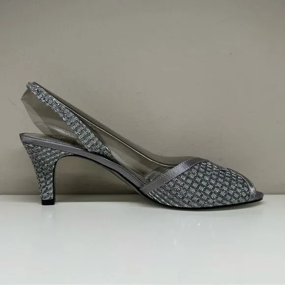 NWBWD | Adrianna Papell | Jolene Slingback Sandal Heels | Silver | 8.5 M US