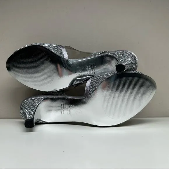 NWBWD | Adrianna Papell | Jolene Slingback Sandal Heels | Silver | 8.5 M US
