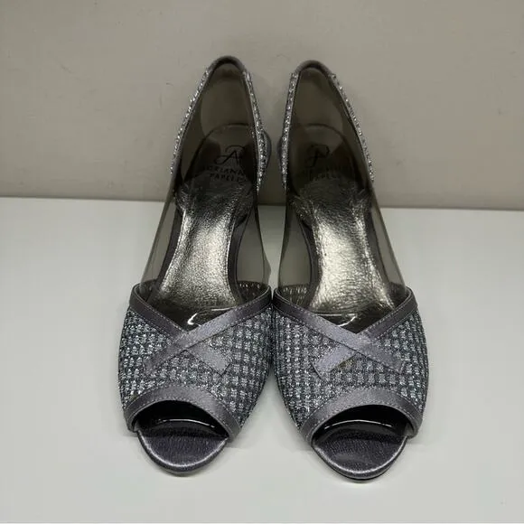 NWBWD | Adrianna Papell | Jolene Slingback Sandal Heels | Silver | 8.5 M US