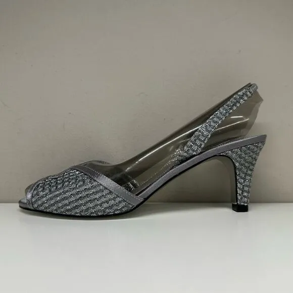 NWBWD | Adrianna Papell | Jolene Slingback Sandal Heels | Silver | 8.5 M US
