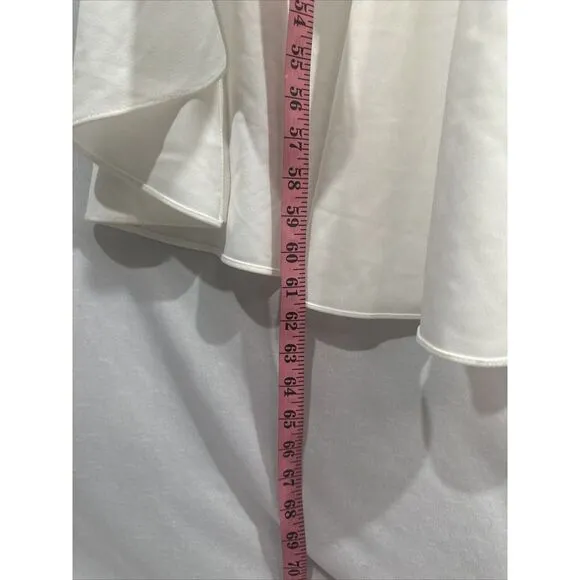 NWD $249 Betsy‎ &amp; Adam [ 8 ] V-Neck Cascade Ruffle High-Low Gown in White