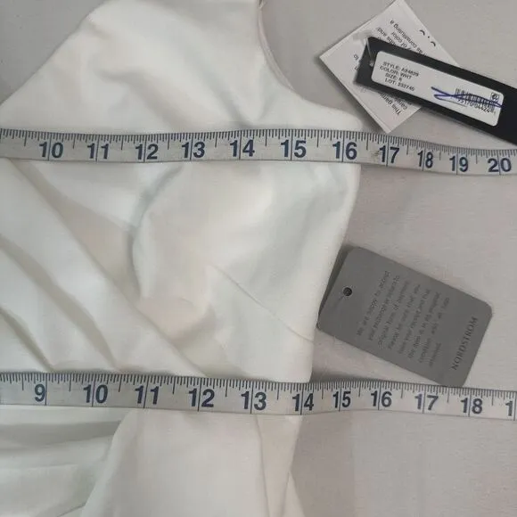 NWD $249 Betsy‎ &amp; Adam [ 8 ] V-Neck Cascade Ruffle High-Low Gown in White