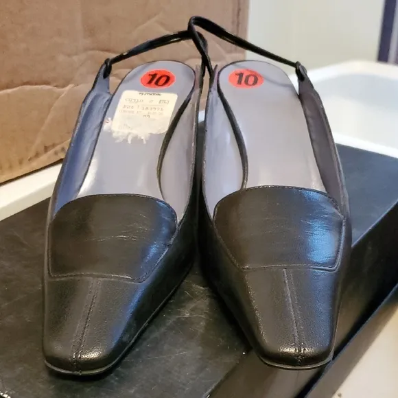 Nwob Elegant Bally Black Slingback Heels