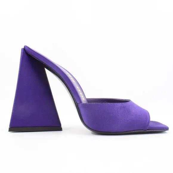 NWOB The Attico Devon Open-Toe Mules with Triangle Block Heels in Purple - IT 37