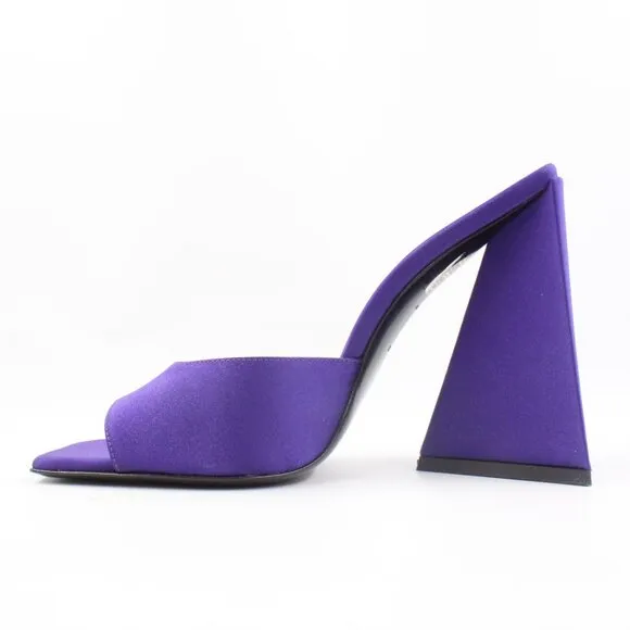 NWOB The Attico Devon Open-Toe Mules with Triangle Block Heels in Purple - IT 37