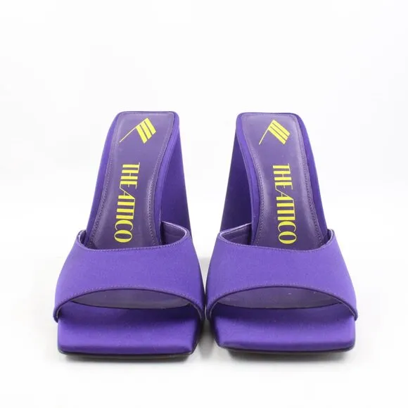 NWOB The Attico Devon Open-Toe Mules with Triangle Block Heels in Purple - IT 37