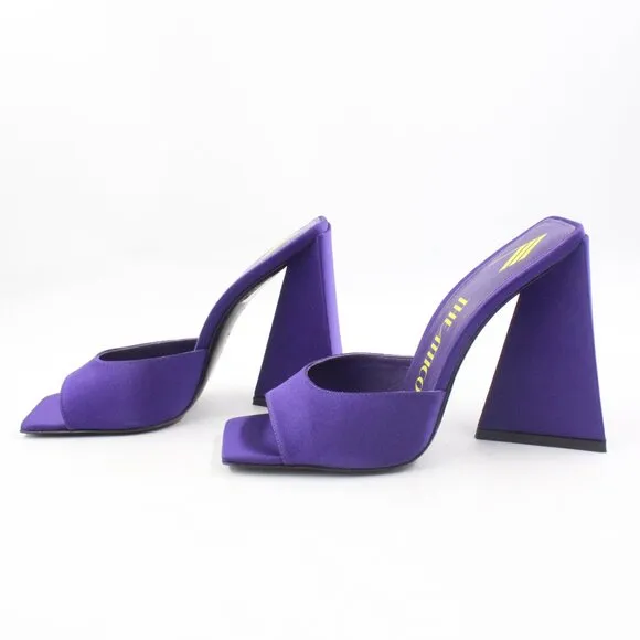 NWOB The Attico Devon Open-Toe Mules with Triangle Block Heels in Purple - IT 37