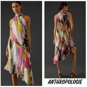 NWOT Anthropologie Elegant Multicolor Halter Midi Dress