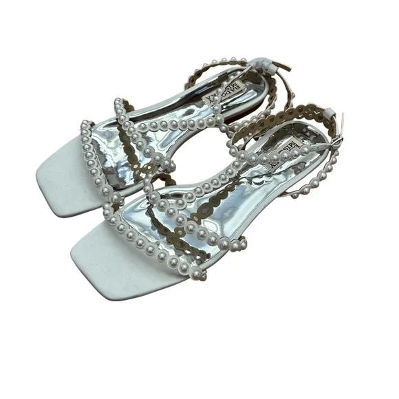 NWOT Badgley Mischka Cami Pearled Gladiator Flat Sandal