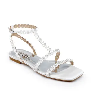NWOT Badgley Mischka Cami Pearled Gladiator Flat Sandal