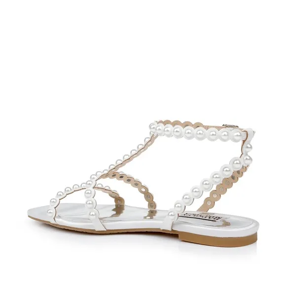 NWOT Badgley Mischka Cami Pearled Gladiator Flat Sandal