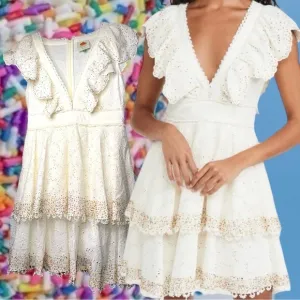 NWOT ▶️ Farm Rio ◀️ Eyelet  “Sprinkles” Multi Color Beaded Party Mini Dress