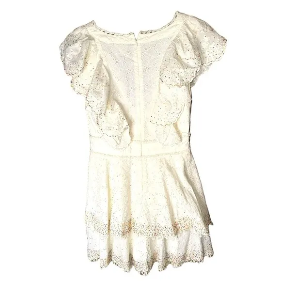 NWOT ▶️ Farm Rio ◀️ Eyelet  “Sprinkles” Multi Color Beaded Party Mini Dress