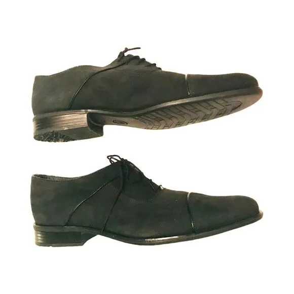 NWOT Herc Men`s Oxford Dress Shoes Genuine Leather Elegant Black Suede 42 Eu