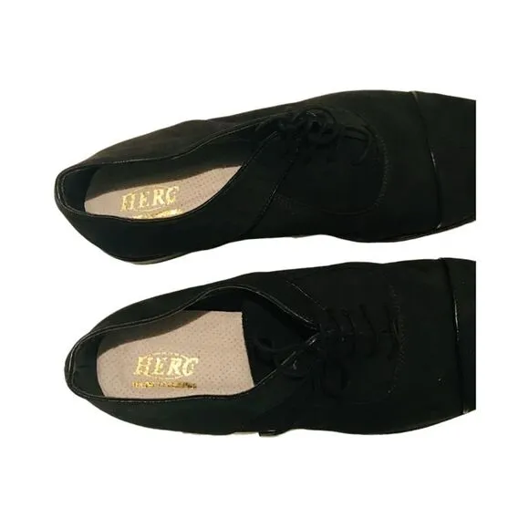 NWOT Herc Men`s Oxford Dress Shoes Genuine Leather Elegant Black Suede 42 Eu